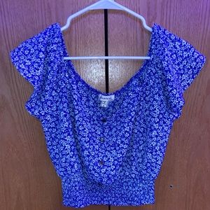 blue floral crop top